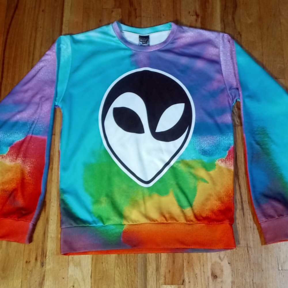 Alien Psychedelic Rainbow Tie Dye Sweatshirt shirt